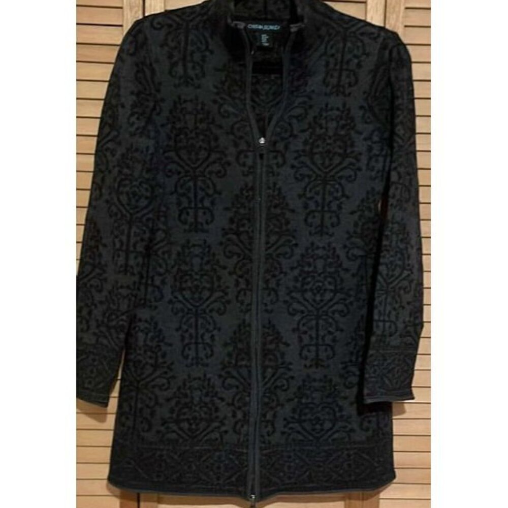 Cynthia‎ Rowley Jacquard Zip up Sweater Jacket Womens SZ M/DONATIONCHARITY SALE
